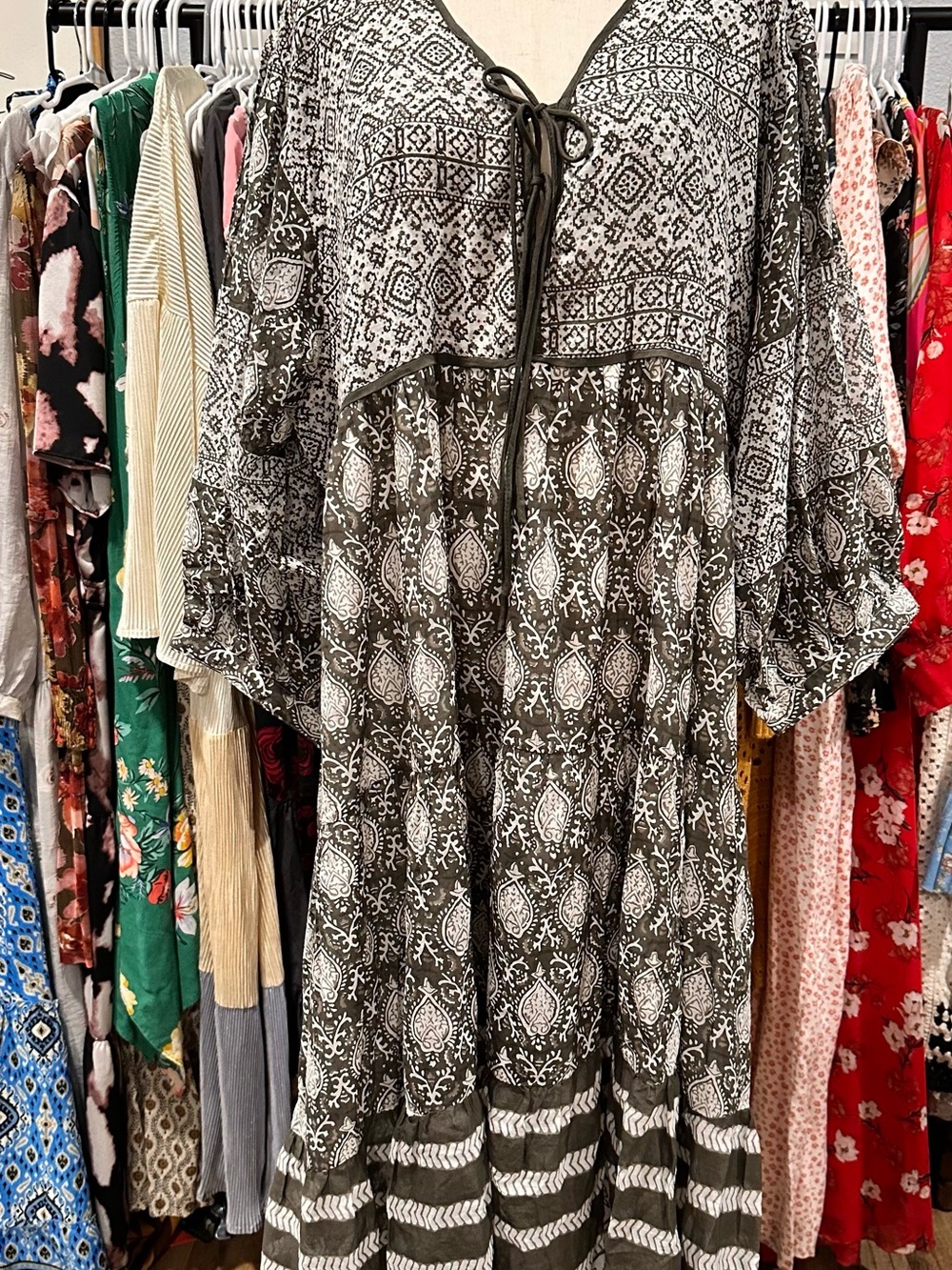 Daughters of India Jasmine Midi Dress in Charcoal - Picture 2 of 4